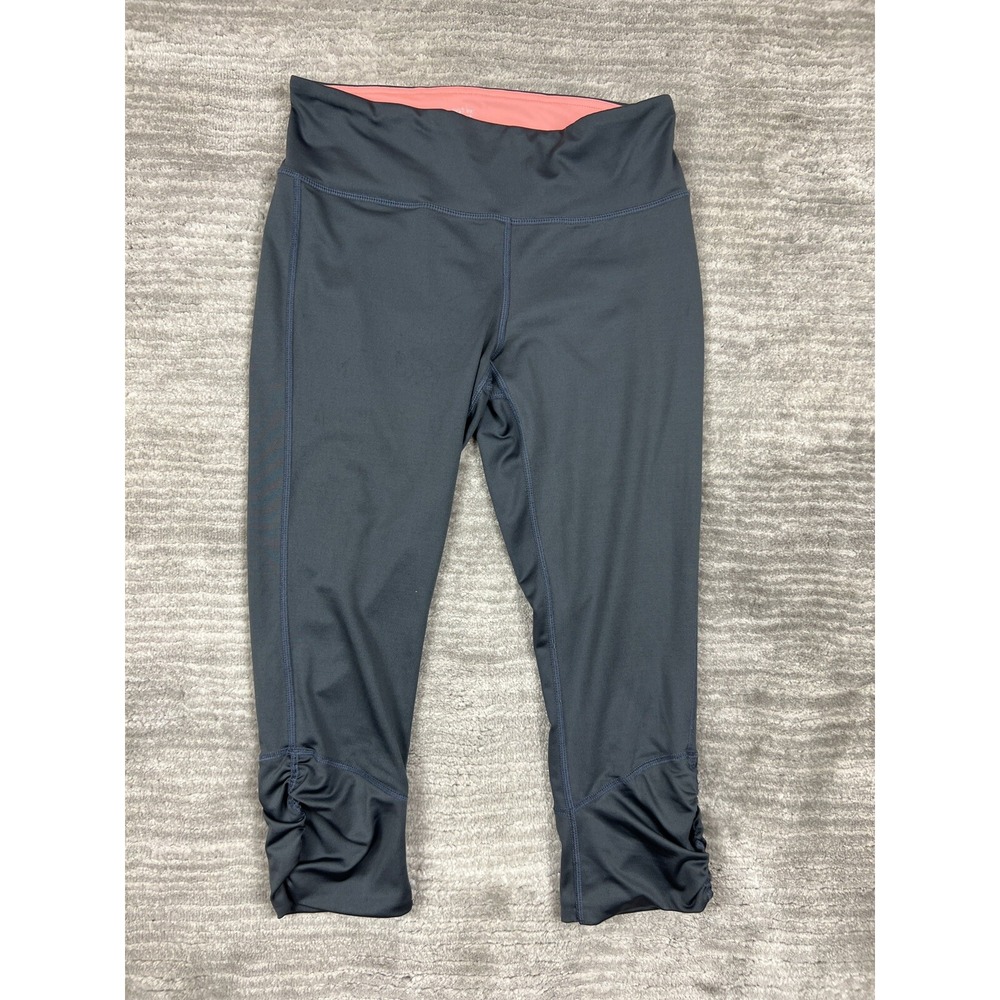 Just Be Sport Leggings Womens S Gray Capri Ruched Cuffs High Rise Activewear
